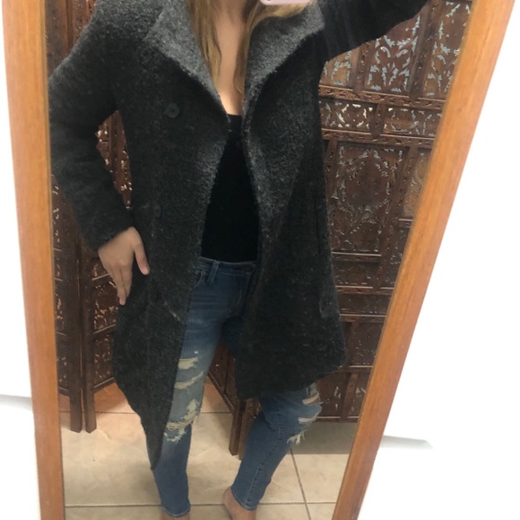 Fleurette Luxury Gray Boiled Wool Coat 6